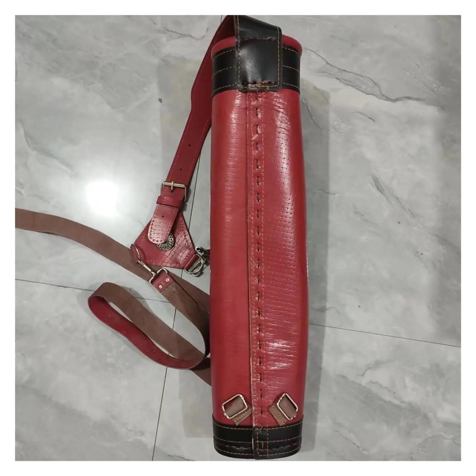 Carquois Traditionnel En Cuir – Compatible Arcs Longs Et Recourbés, Pour 6 Flèches, Léger, Sanglé, Silencieux