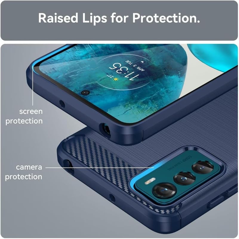 Image of NPRC Hybrid Ultra Slim Protective Case TPU Non-Slip Carbon Fiber Texture Shockproof Case Cover for Moto G42 - Blue