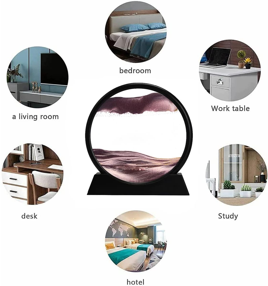 rysnwsu 3D Dynamic Sand Art Liquid Motion, Moving Sand Art Picture Round Glass 3D Deep Sea Sandscape in Motion Display Flowing Sand Painting Relaxing Desk Toys (Brown, 7'') - Image 7