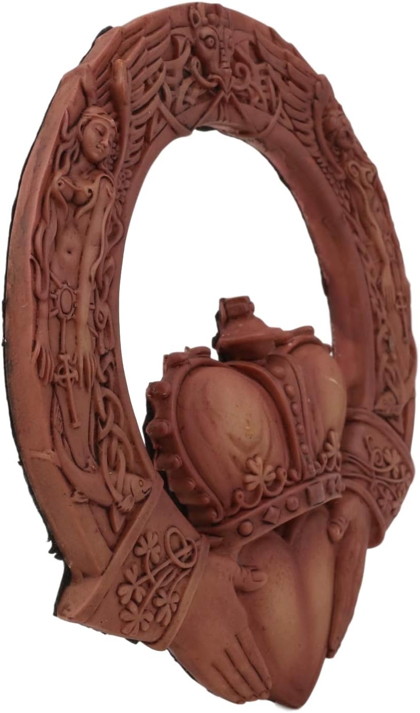 Ebros Royal Celtic Claddagh Ring Wall Plaque Figurine As Symbol Of Love Friendship Loyalty Home Hanging Art Decor Sculpture (Rustic Clay)