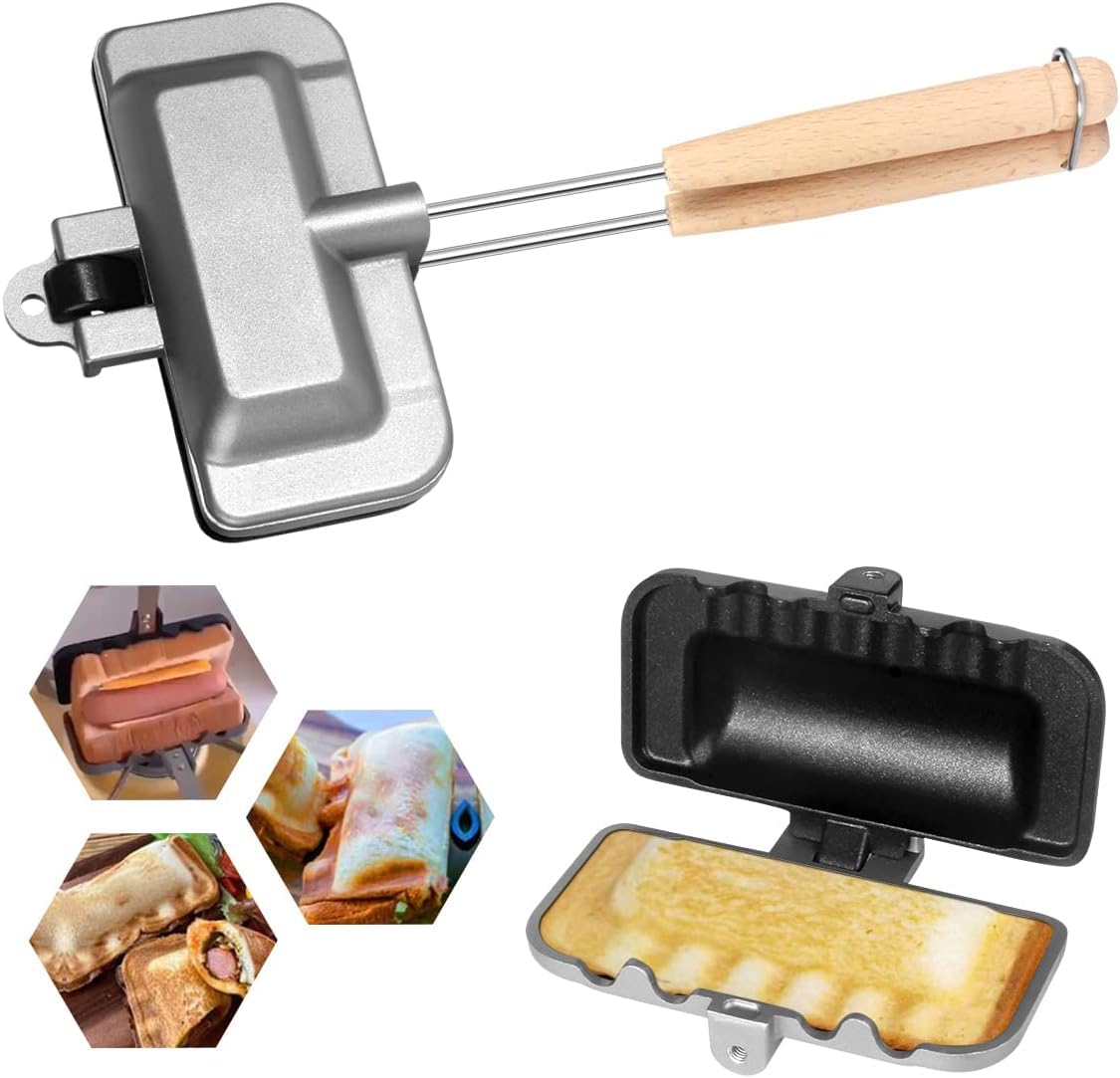 Sandwich Pan, Double Sided Breakfast Pan, Sandwich Maker, Double Coated, Non-Stick, Grill, Sandwich and Paninis,-picture-16
