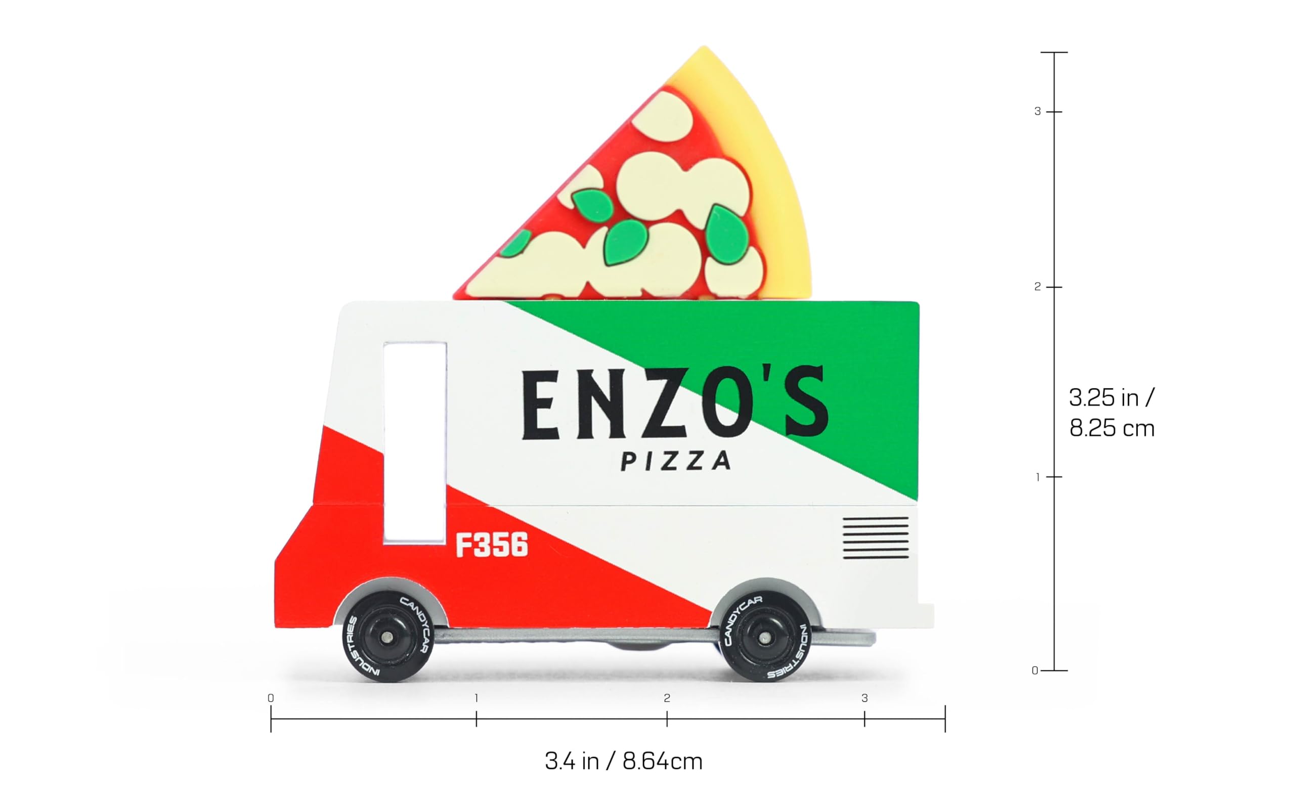 Candylab Toys CANDYCAR® Wooden Food Truck Collection - Pizza Van, Premium Handcrafted Beech Wood Toy Car