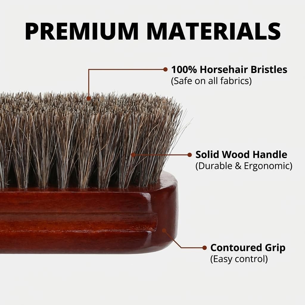 Lids Premium Horsehair Hat Brush - Soft Bristle Wood Handle Felt Hat Cleaner - Professional Hat Brush Cleaning Removes Dust Stains Pet Hair from Cowboy, Felt, Wool Fedoras, Baseball Caps & Snapbacks image 2