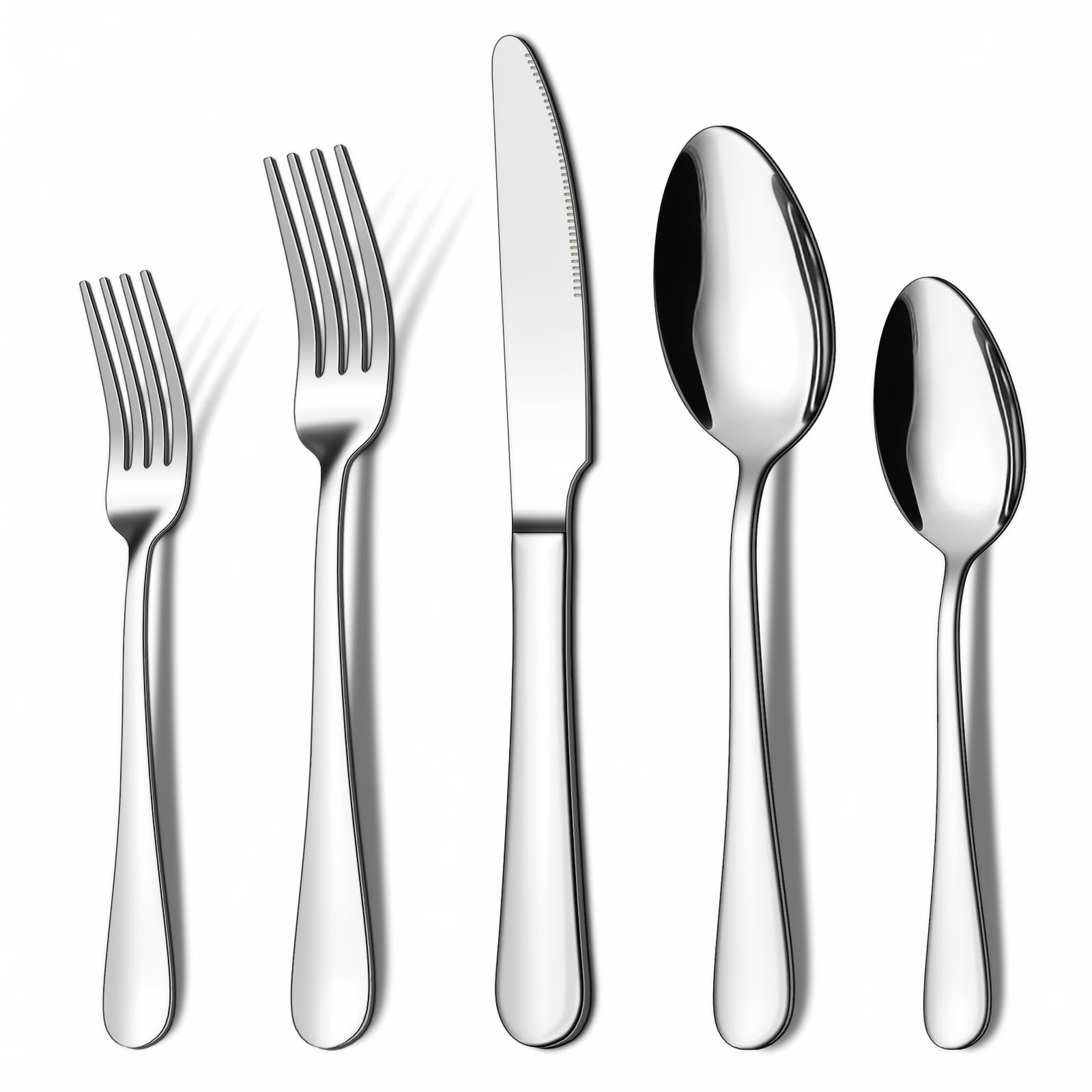 Photo 1 of 20 Piece Silverware Set, ENLOY Stainless Steel Flatware Cutlery Set, Kitchen Utensil Set Service for 4, Include Knife Fork Spoon, Mirror Polished, Dishwasher Safe