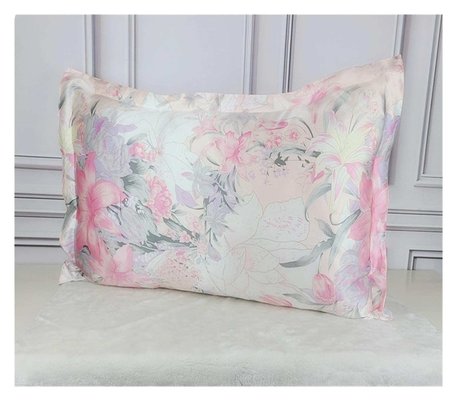 Federa in seta da 19 mm, federa in raso stampata con chiusura a busta, per letto standard, queen e king size, lussuosa per capelli e pelle (9,48 x 74 cm)