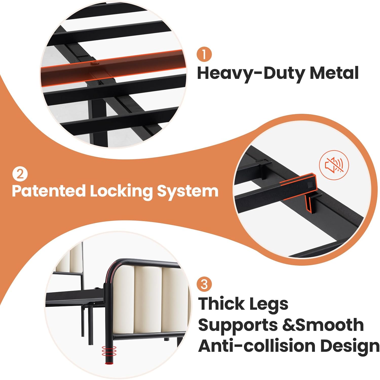 Twin Bed Frame, BedStory Metal Bed Frame Twin 12 inch with Headboard & Footboard, Heavy Duty Steel Slat Support Platform Single Bedframe with Underbed Storage Space,No Box Spring Needed,Easy Assembly - Image 4