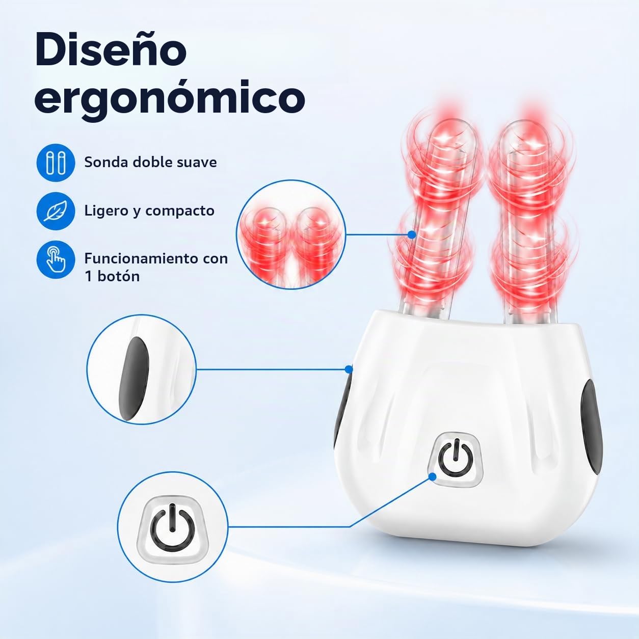 Dispositivo de Fototerapia Nasal con Luz Roja – Alivio Natural para la Congestión Nasal, Inalámbrico y Recargable