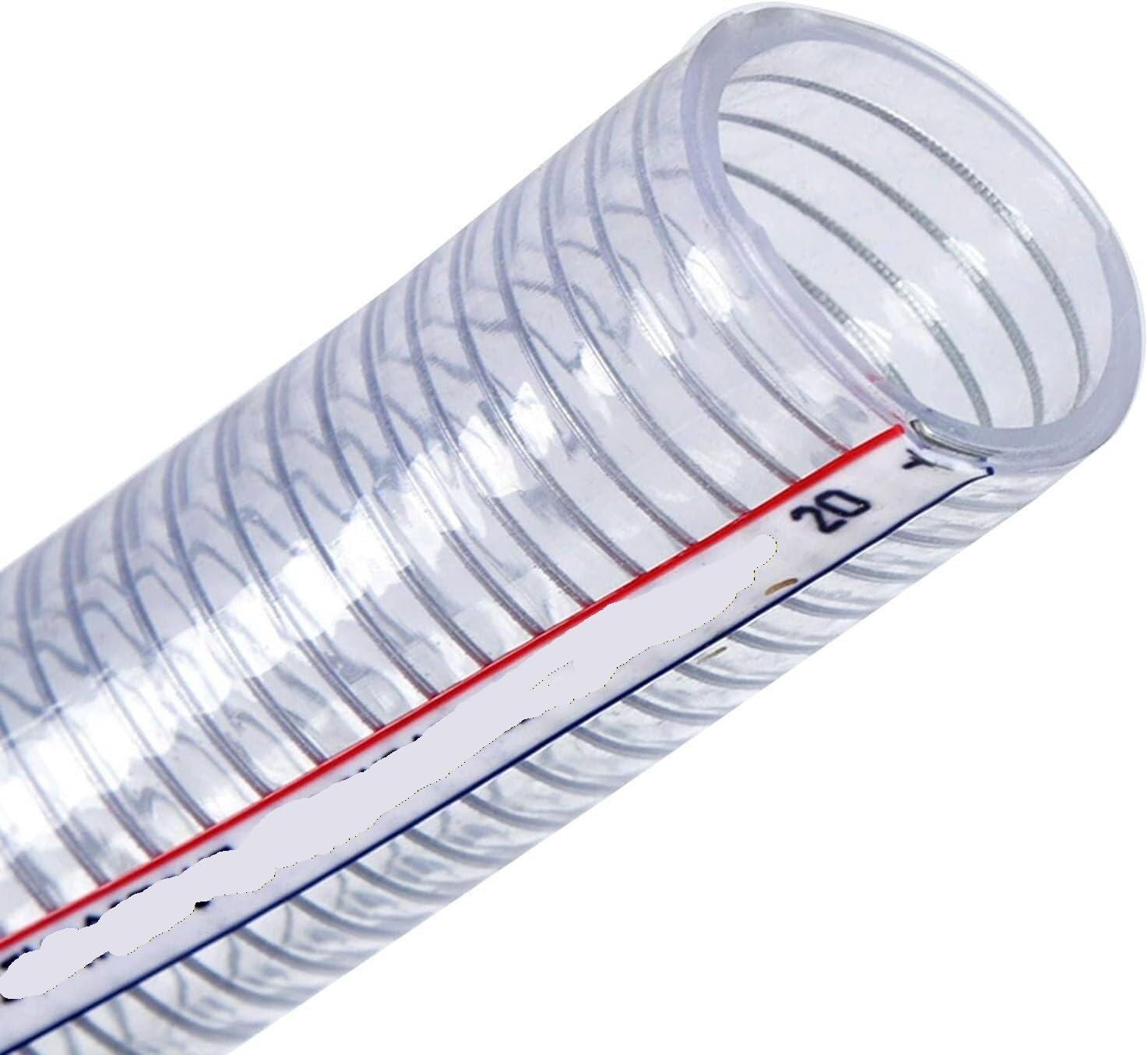 PVC-Schlauch, transparent, stahlverstärkt, mit 2 Klemmen, Innendurchmesser 50–140 mm, Wandstärke 6 mm, 1 m (3,3 Fuß) for Luft und Wasser(ID 75mm)