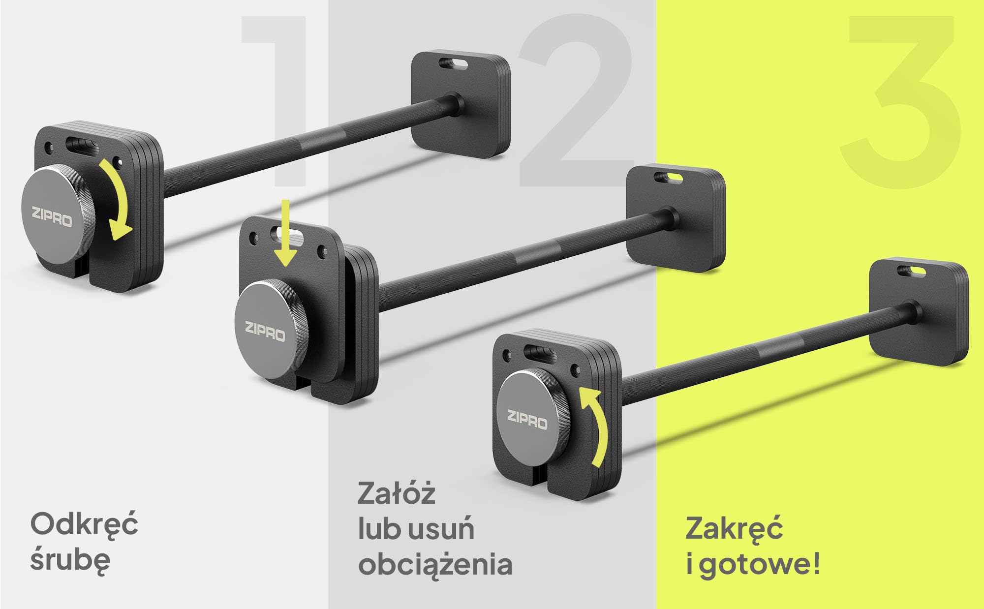 ZIPRO Die Hantelstange SQUARE 26,5 kg Komfortabler geriffelter Grip Krafttraining zu Hause
