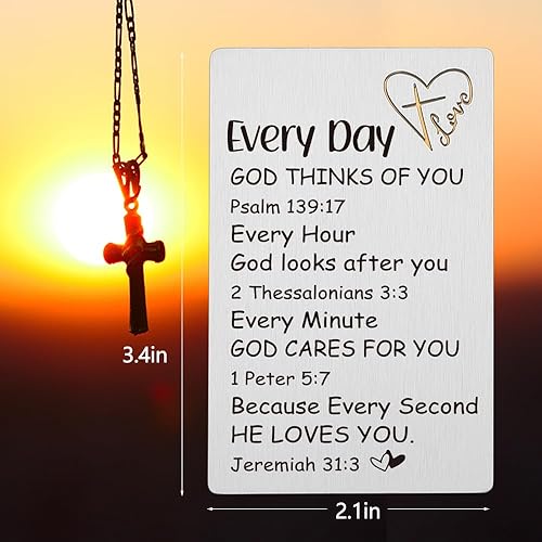 Miniatura 2 de Regalos cristianos inspiradores para mujeres, tarjeta con versículo bíblico grabado en metal, tarjeta de bautismo, regalos de fe, Navidad, Acción de