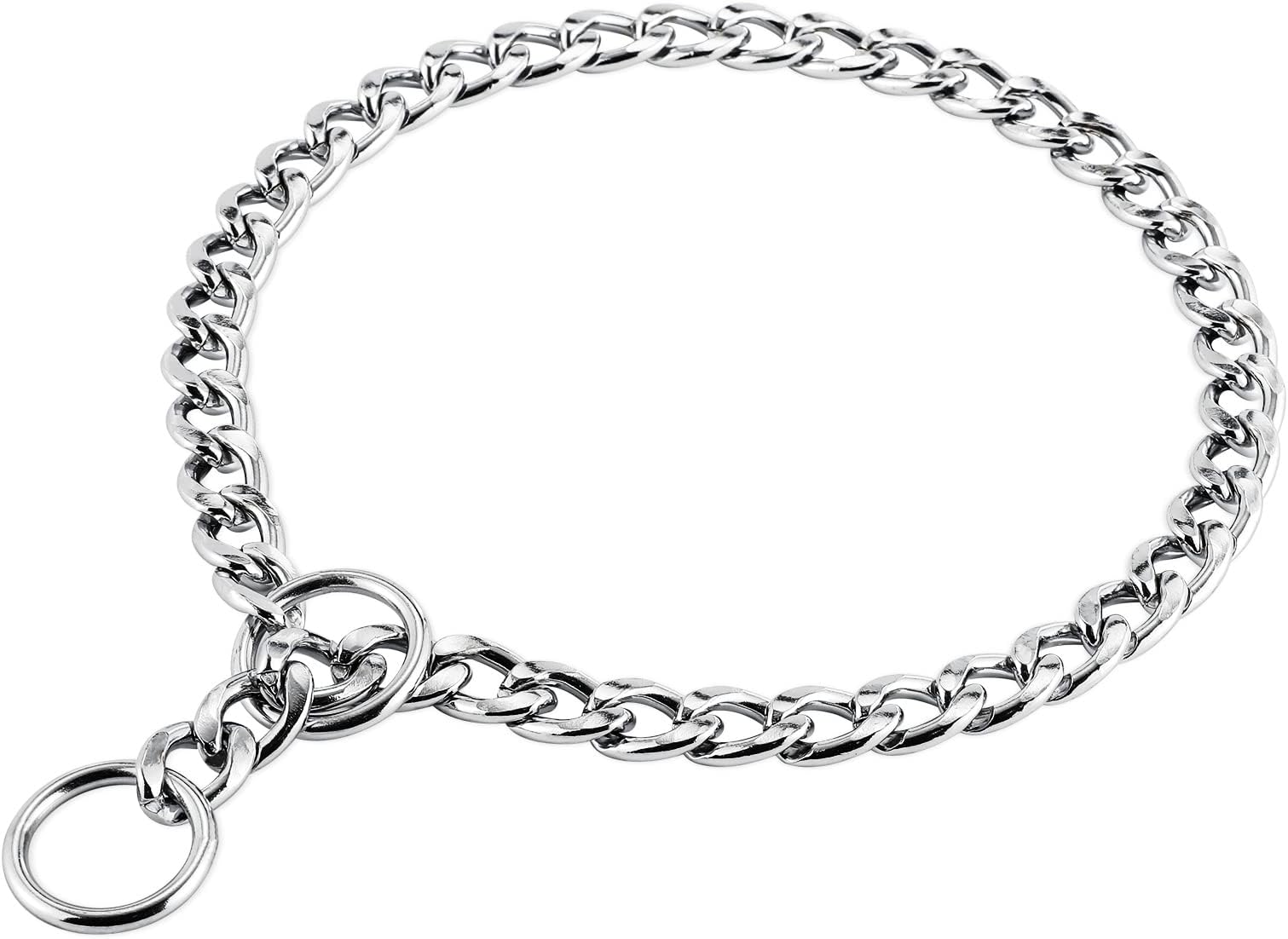 PETTOM Dog Chain Collars Strong Metal Dog Choker/ Iron with Silver Plating No Pull Pet Collar Chain for Large Dogs Training Walking - Diameter 4.0mm Length 65cm