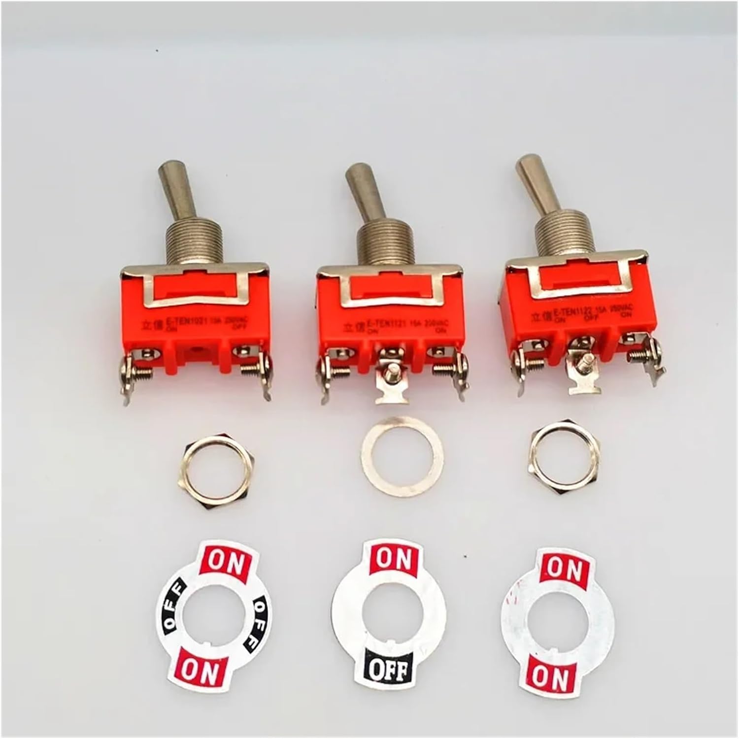 One Orange E-Ten Car, Motorcycle, Boat, Model, Heavy SPST Terminal Switch on-Off-on-Off Toggle Switch and Waterproof Cap,(E-TEN1322)