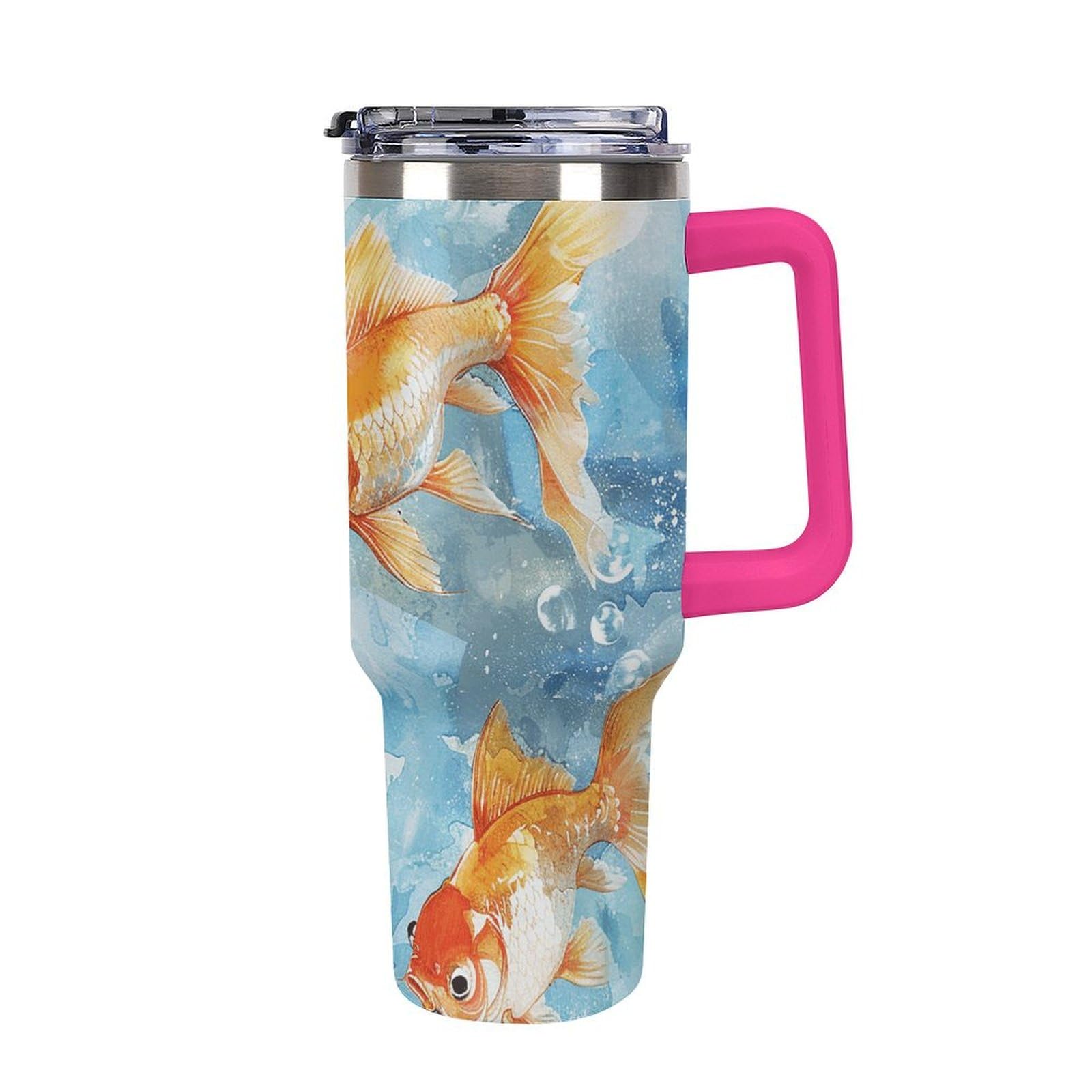 Autobecher mit großem Fassungsvermögen und Strohhalm-Deckel, schwimmen im Wasser, auslaufsicherer, isolierter Edelstahlbecher, passt in Auto-Becherhalter