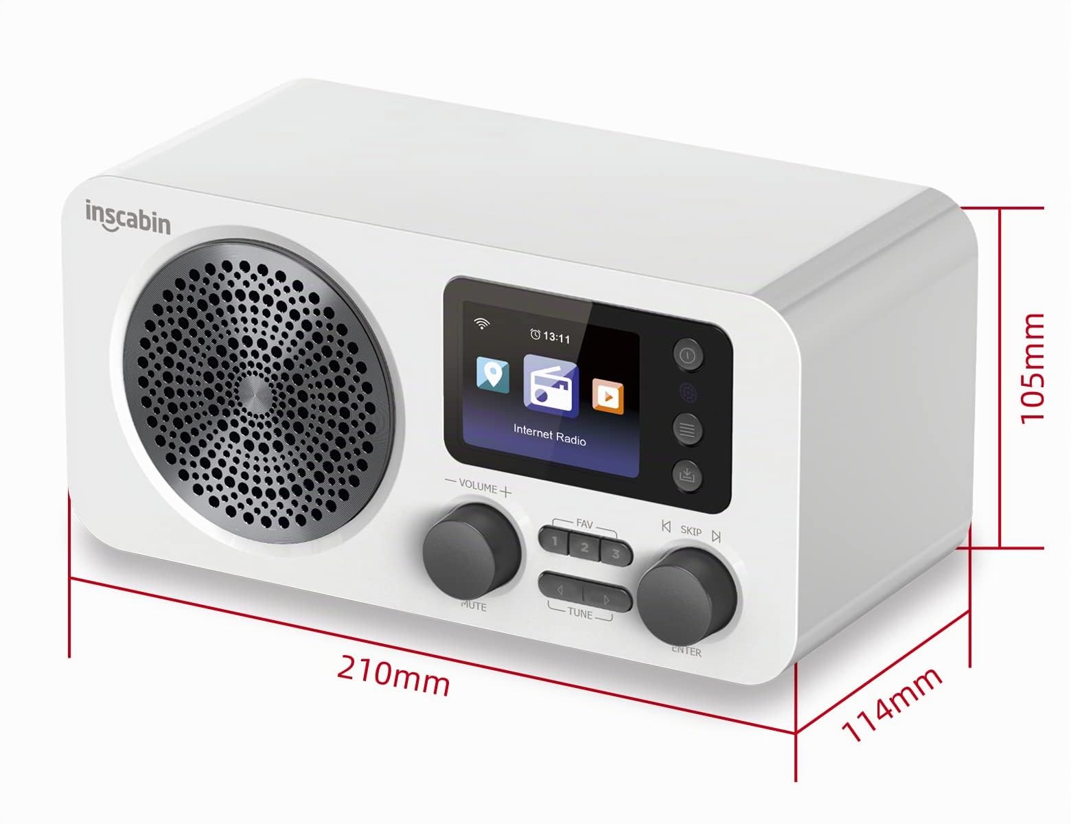 Radio numérique Internet Dab/Dab+ Inscabin D7, Radio Internet/Radio numérique avec Spotify Connect et Bluetooth (D7-WT)