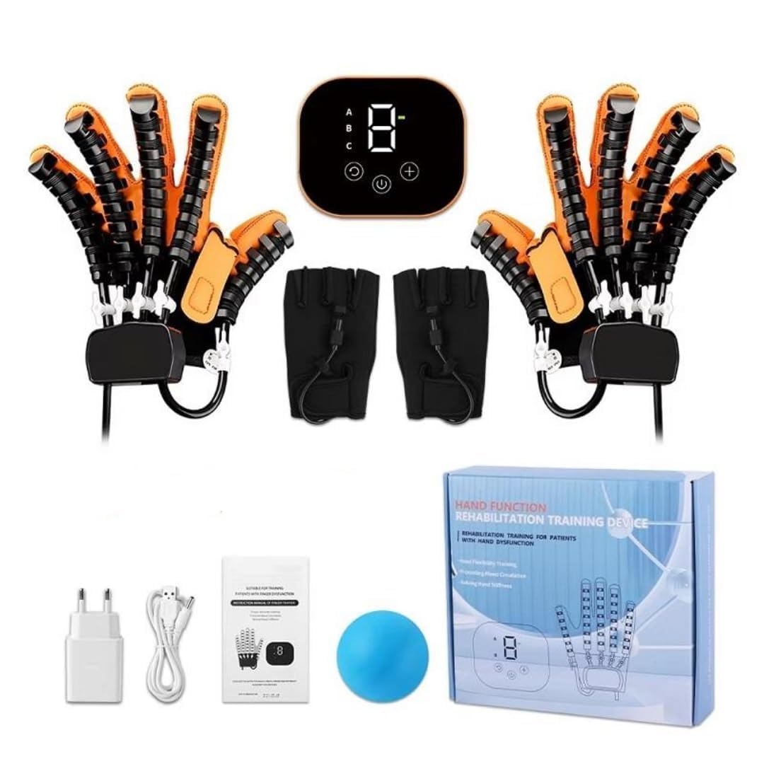 Robotic Hand Rehabilitation Glove for Stroke & Paralysis Recovery, Finger Therapy Training Equipment with Mirror Mode & Adjustable Intensity both hand medium size-picture-30