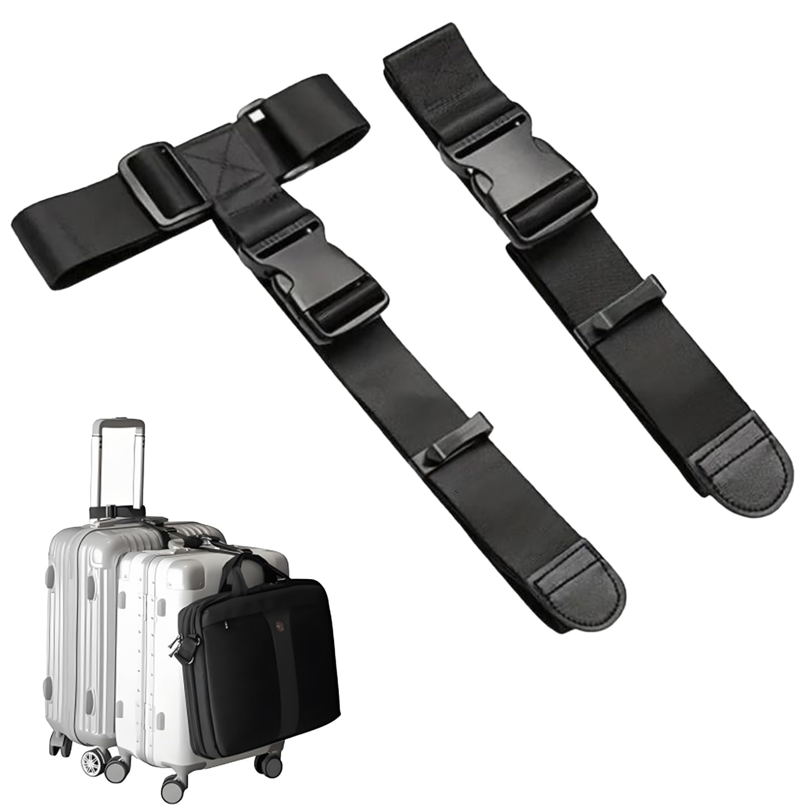 KASTWAVE 2 Pcs Adjustable Luggage Straps for Suitcases, Luggage Strap with Buckle, TSA Approved Travel Accessory for Travel Case, Secure Luggage Identifier Bands for Easy Bag Identification