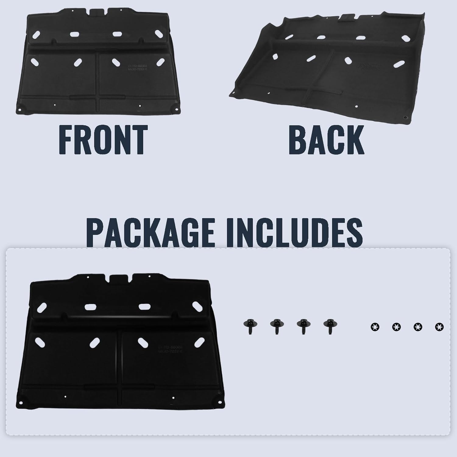 ML3Z-7222-D Upgrade Engine Splash Guard Shield Guard Under Cover with Mounting Screws Compatible with 2015-2020 Ford F150 with Gasoline Engine, Underbody Panel Not Fit for Raptor Model/3.0L Diesel