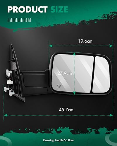 Miniatura 3 de SCITOO Los espejos de remolque reemplazan las piezas del espejo con luz indicadora, función de descongelación de funcionamiento eléctrico compatible