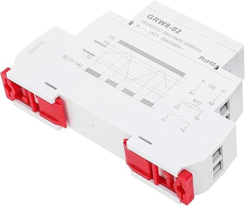 Controlador de temperatura Termostato digital GRW8-02 Carril DIN ACDC 24V-240V Relé Monitor de control de temperatura con sonda de prueba LN Power
