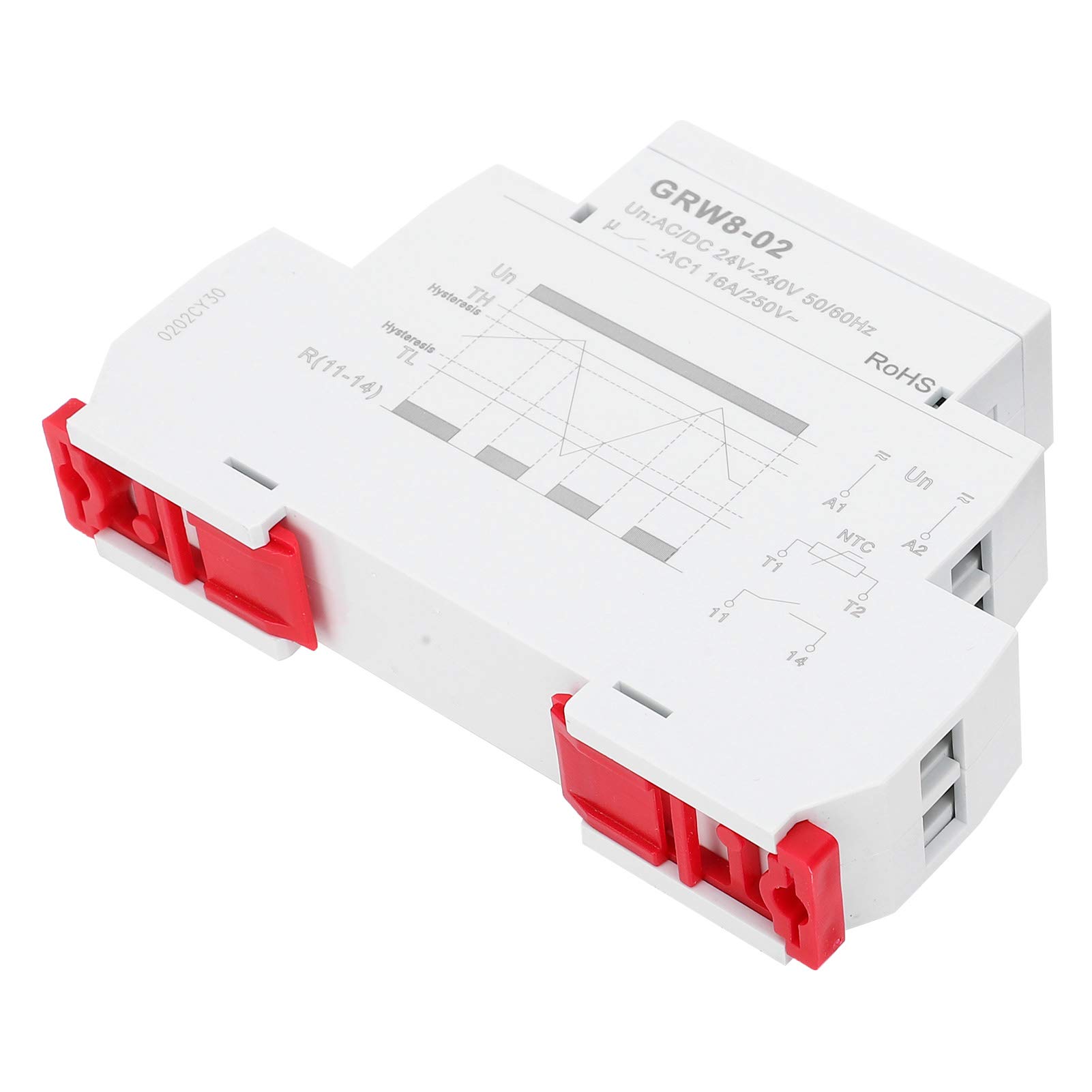 Termostato Digitale GRW8-02 con Sonda per Guida DIN, Regolatore di Temperatura AC/DC 24V-240V con Relè Integrato e Monitor di Controllo