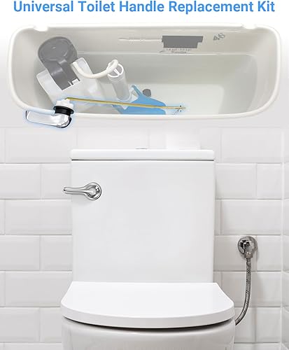 Miniatura 2 de Kit universal de repuesto para manija de inodoro de latón con cadena de aleta, compatible con Mansfield Kohler American Standard TOTO Korky Delta