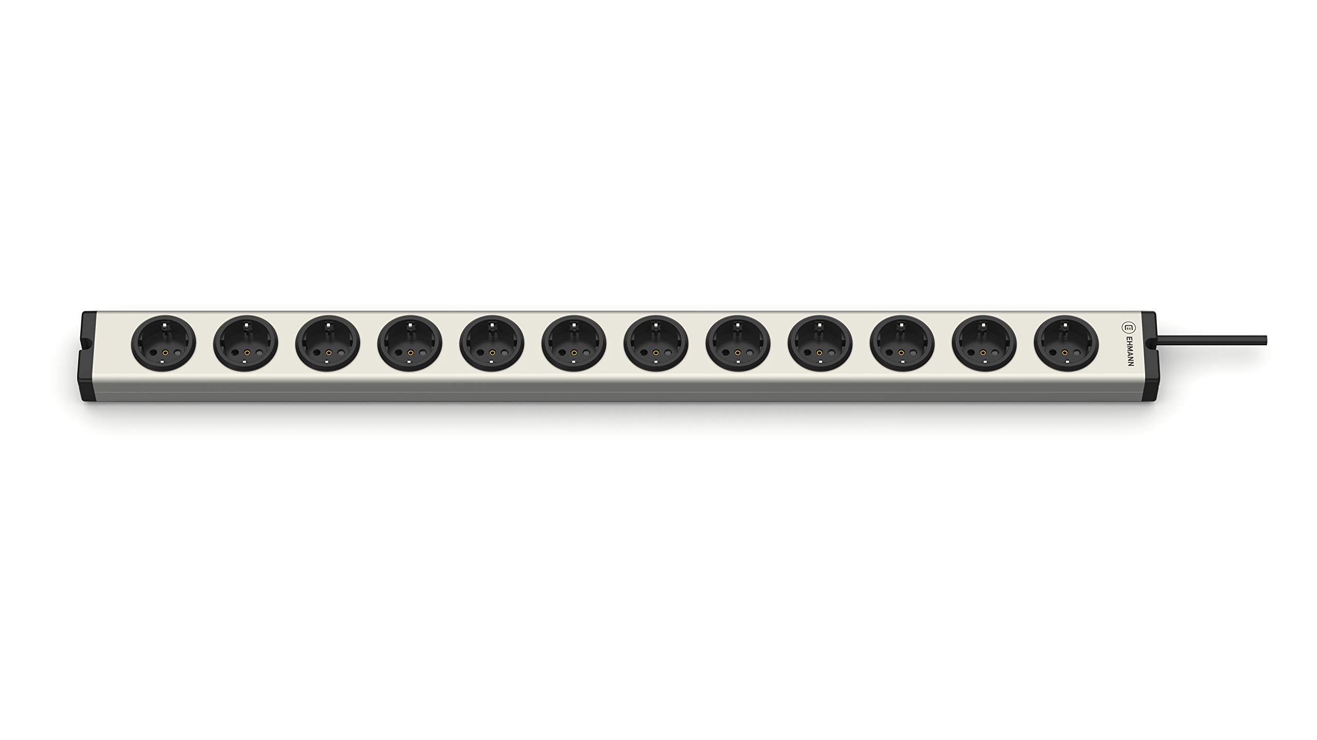 EHMANN 0600x00122031 Alu Universal Aluminium Steckdosenleiste 12-Fach,1,5 m Zuleitung