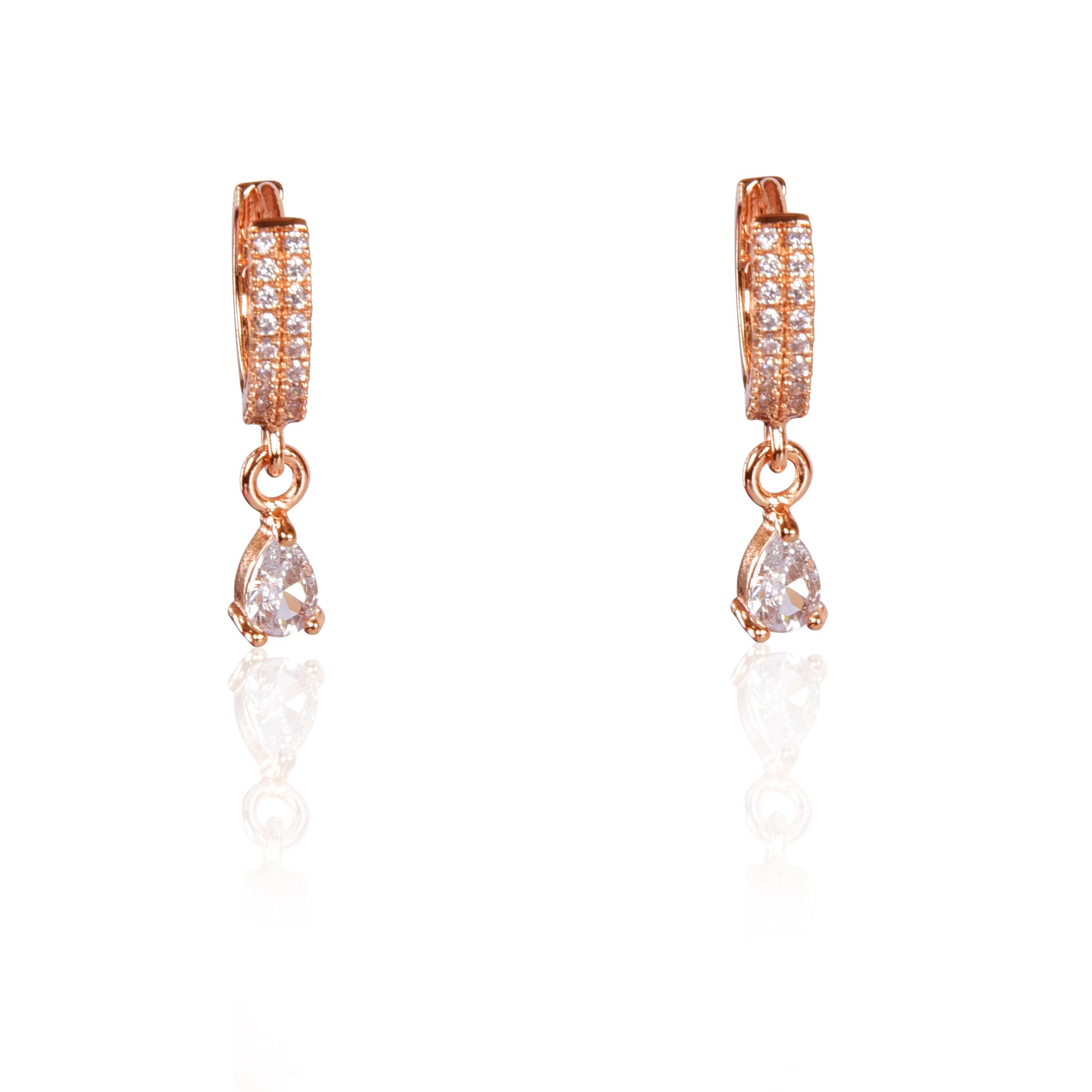 Nilus Collection 18k Rose Gold Plated Clip On Hoop Earrings, Stylish Women Earrings, Latest Fancy Zircon Copper Bali Earrings for Women and Girls (Drop design) (B0DBHQXD8D) Amazon Price History, Amazon Price Tracker