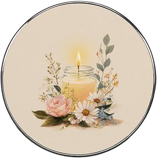 Self-Care Candle in Simple Glass Jar Flower Fridge Magnets DIY Art Round Magnetic Refrigerator Sticker for Home Kitchen Car Garage Decor
