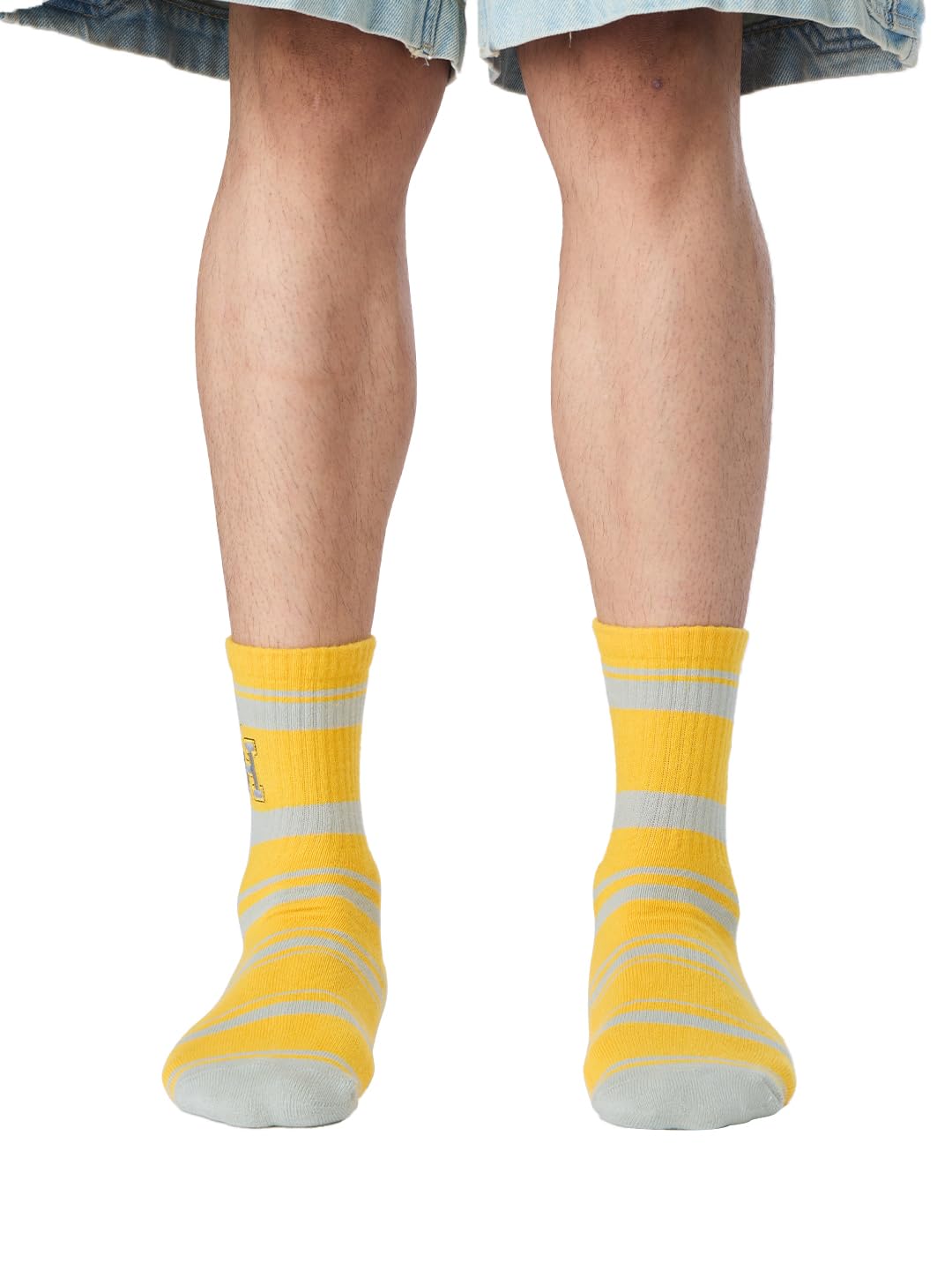 Harry Potter: Hufflepuff Men and Boys Yellow Striped Cotton Blend Ankle Length Socks-image-43