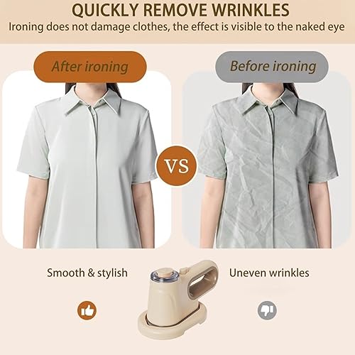 Travel Steamer for Clothes, 1000W Booster System Portable Handheld Clothing Steamer, 1.11 Pounds Ceramic Large Panel Steam Iron Suitable for Home, Travel & Dormitory Use (Beige)(Beige)