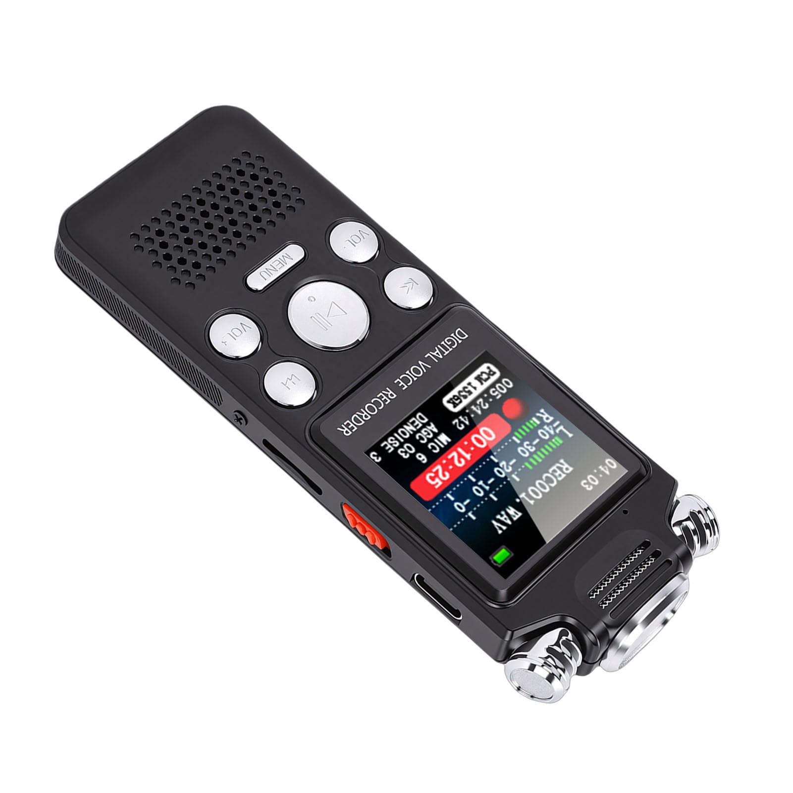 Cryfokt Grabadora de Voz Digital con Reproducción, Grabadora Activada por Voz con Reducción de Ruido y Reproductor MP3 for Clases, Reuniones, Entrevistas (32GB)