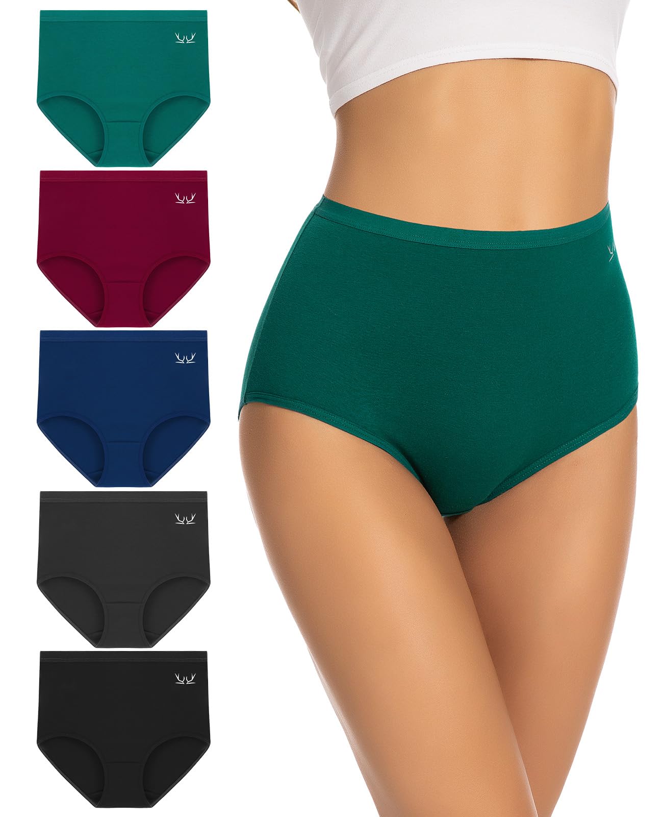 Ruixue Unterhosen Damen Baumwolle, 5er Pack Hohe Taille Unterwäsche Frauen Slips Damen Stretch Panties, Bequeme Slips Damen, Atmungsaktiv Panties