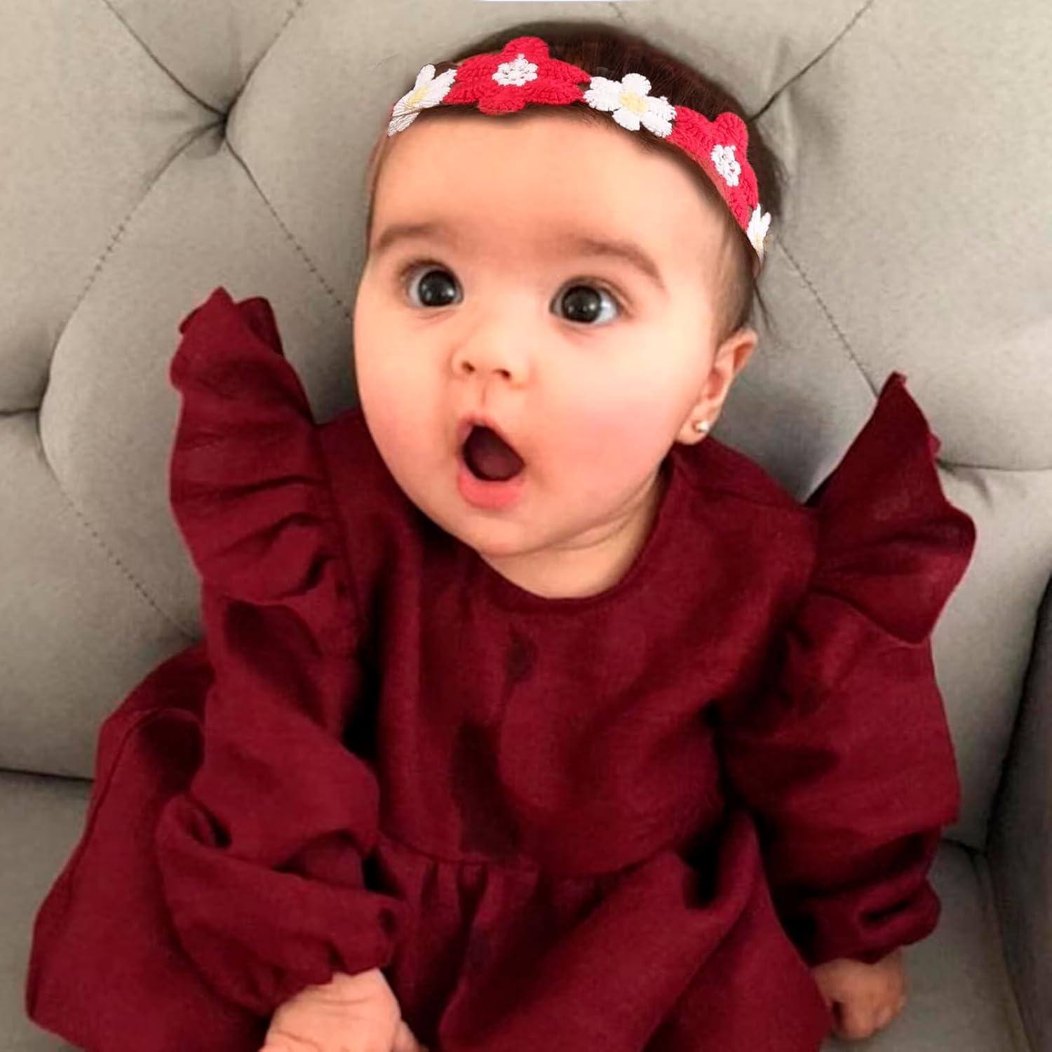 New Model Baby Girl Nylon Headbands Nylon Flower Elastic Hairbands 3pcs Hair Accessories Gift for Newborn Infant Toddlers (BF-XKFD007) image 3