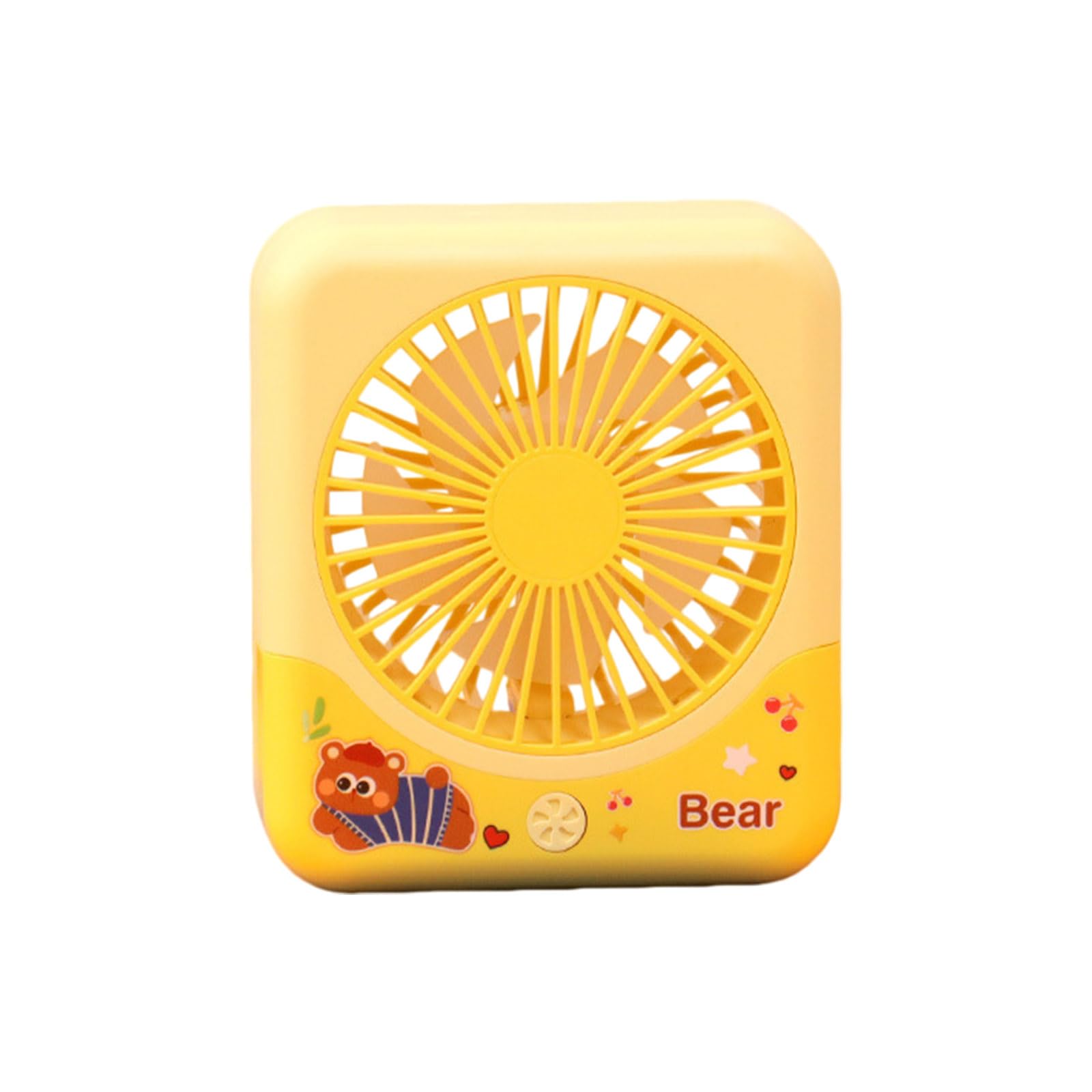 Kalttoy Yellow Portable Desk Fan With Night Light 3 Adjustable Airflows Speeds Usb Rechargeable Cartoon Desktop Fan For Small Space Personally Cooling