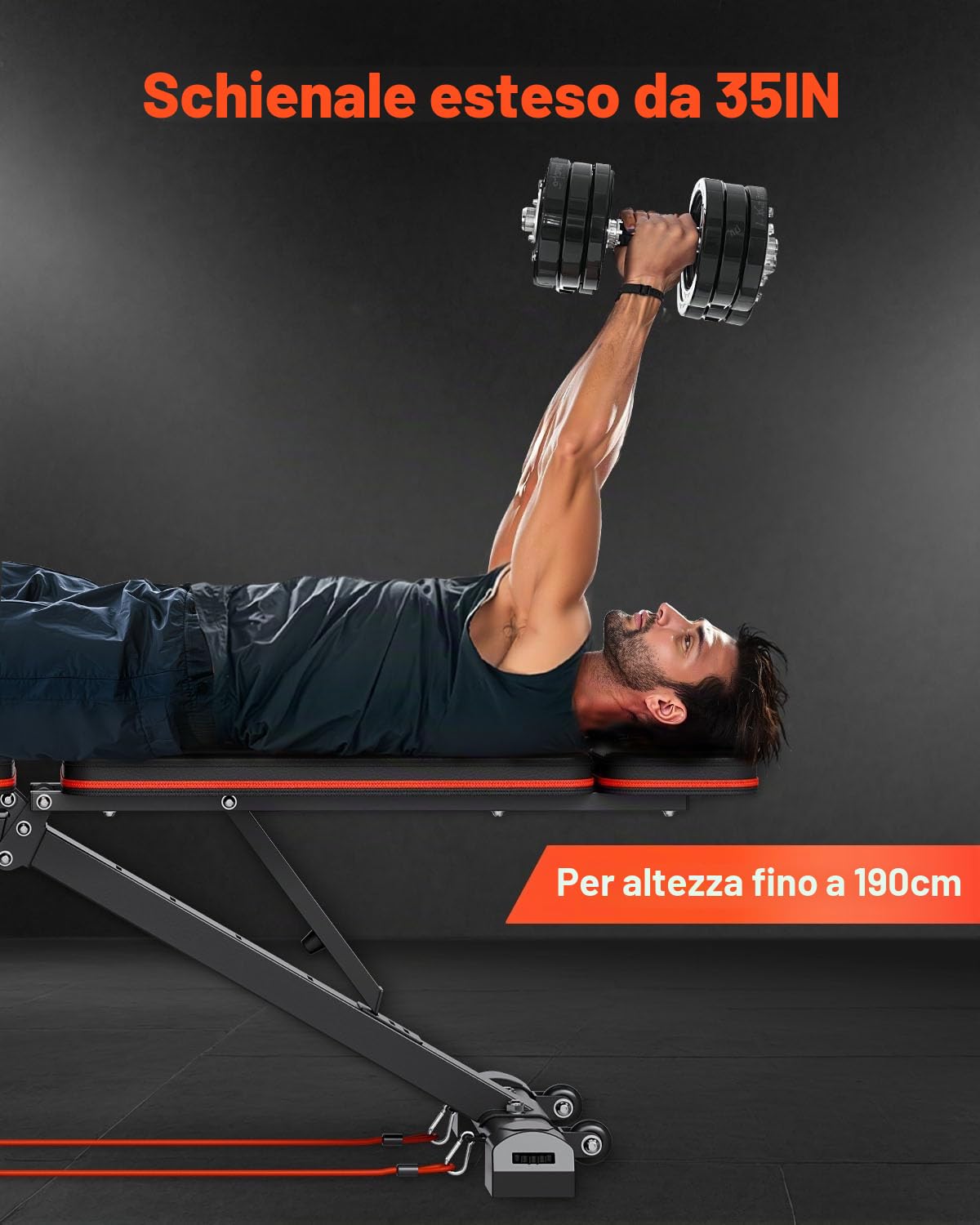 VEVOR Panca pesi Stabile e Resistente per Allenamento Completo del Corpo, Panca Regolabile per Esercizi, per Allenamento Forza con Estensione Gambe, Cuscinetto Antiscivolo Predicatore 363 kg
