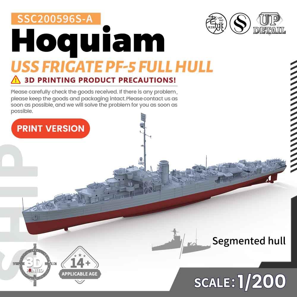 MRY-SFW SSC200596S-A 1/200 zestaw do budowy modelu wojskowego USS Hoquiam fregata PF-5 pełny kadłub segmentowy