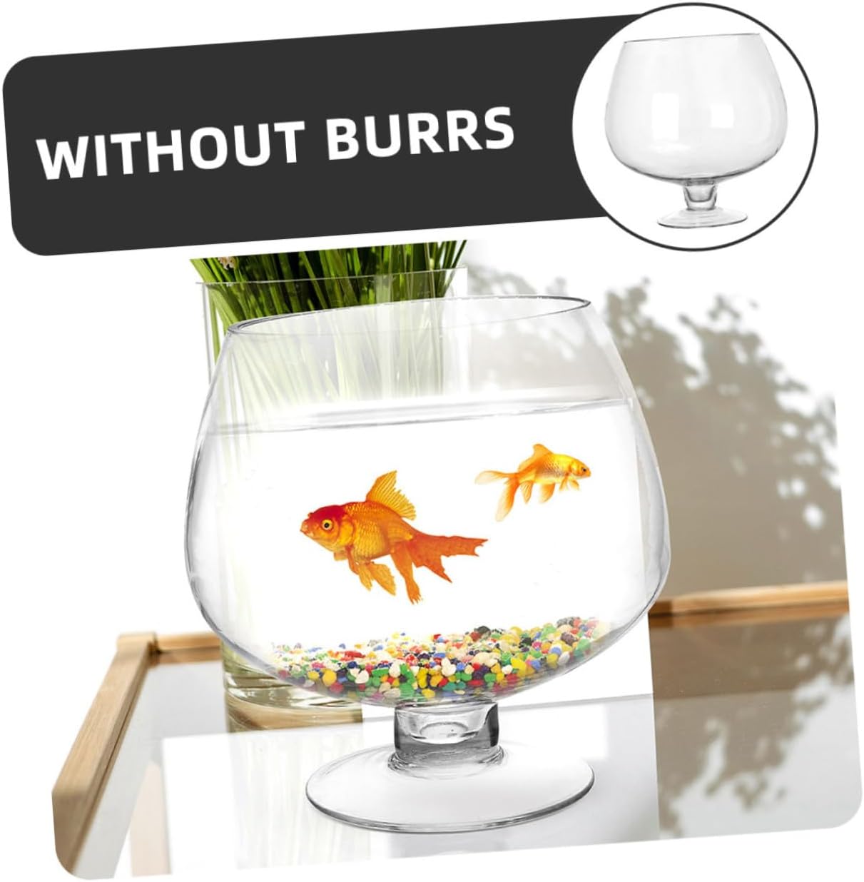 Artibetter Glass Fish Bowl Vase 5000ml Betta Tank with Hydroponic Plant Holder Desktop Small Fish Aquarium for Goldfish and Aquatic Pets