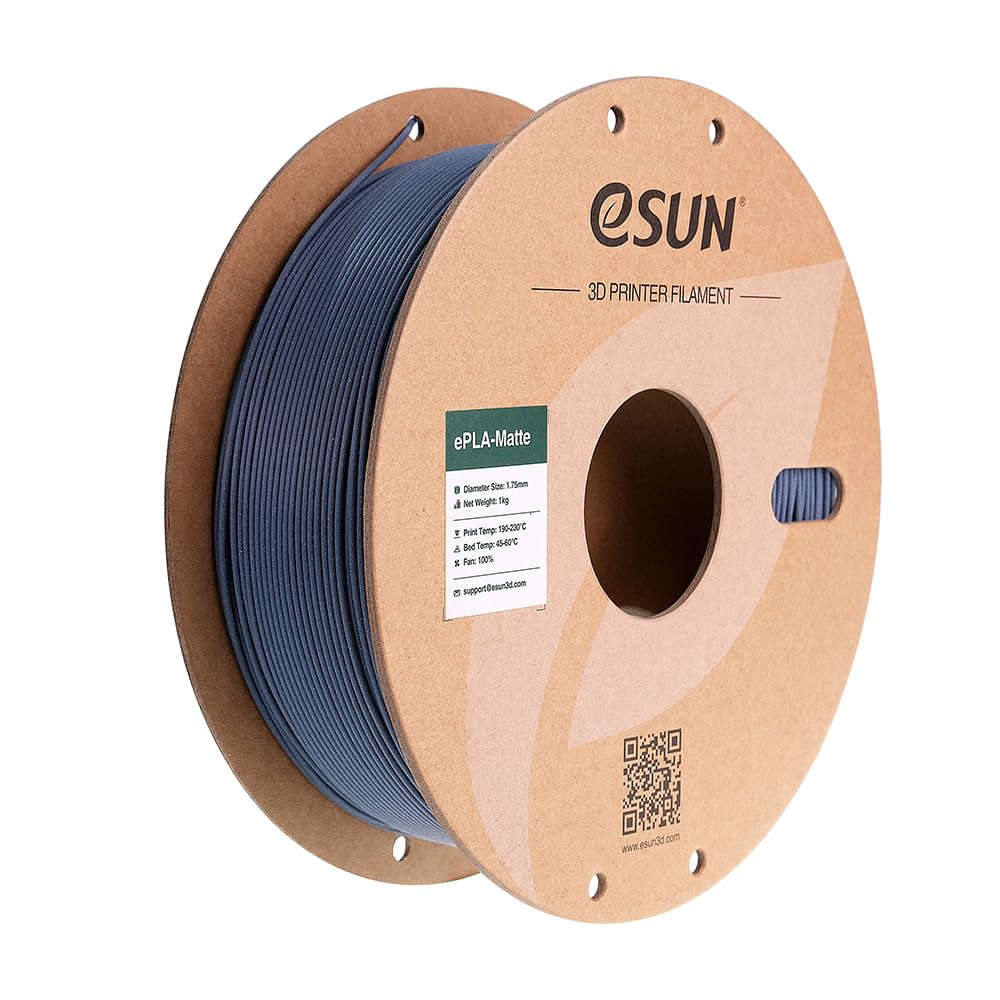 eSUN ePLA- Matte Dark Grey 3D Printer Filament, 1.75mm 3D Printer Filament Dimensional Accuracy +/- 0.02mm, 1KG Paper Spool (2.2lbs) for Most FDM 3D Printers