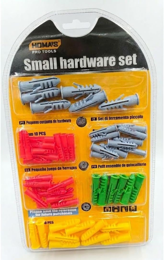 Hasanat Essentials Small Hardware Wall Anchor Fisher Assortment Set