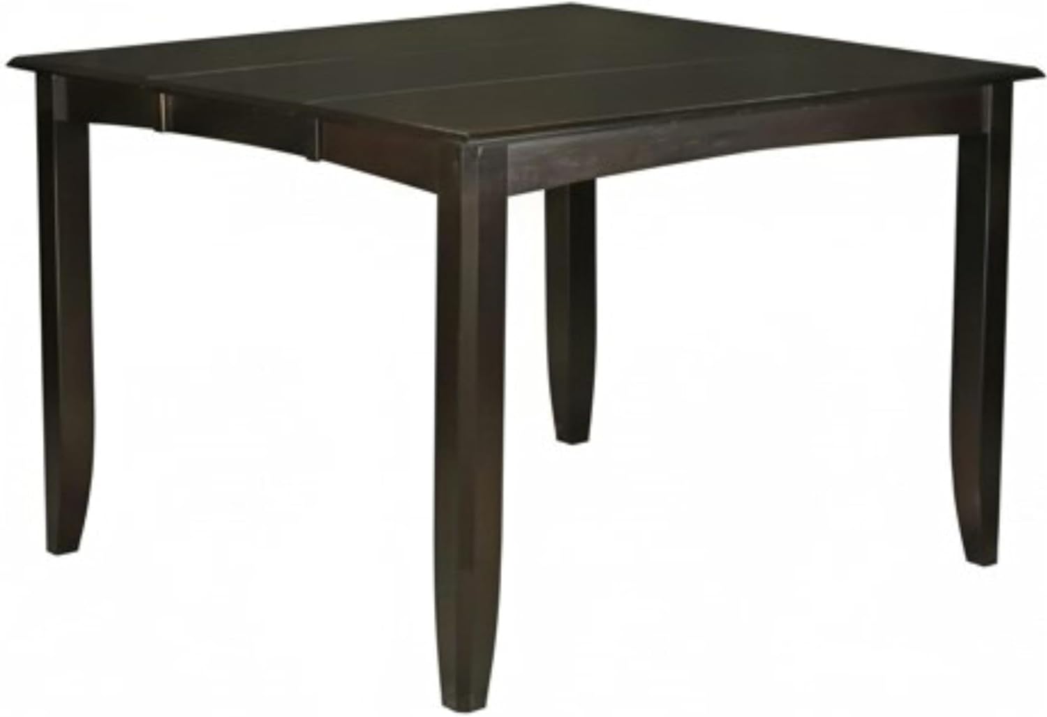 Pemberly Row Modern 54" Square Wood Dining Table, Cappuccino Finish, Built-in Butterfly Leaf, Beveled Edge, Counter Height, Solid Asian Wood, Durable Kitchen or Dining Room Table