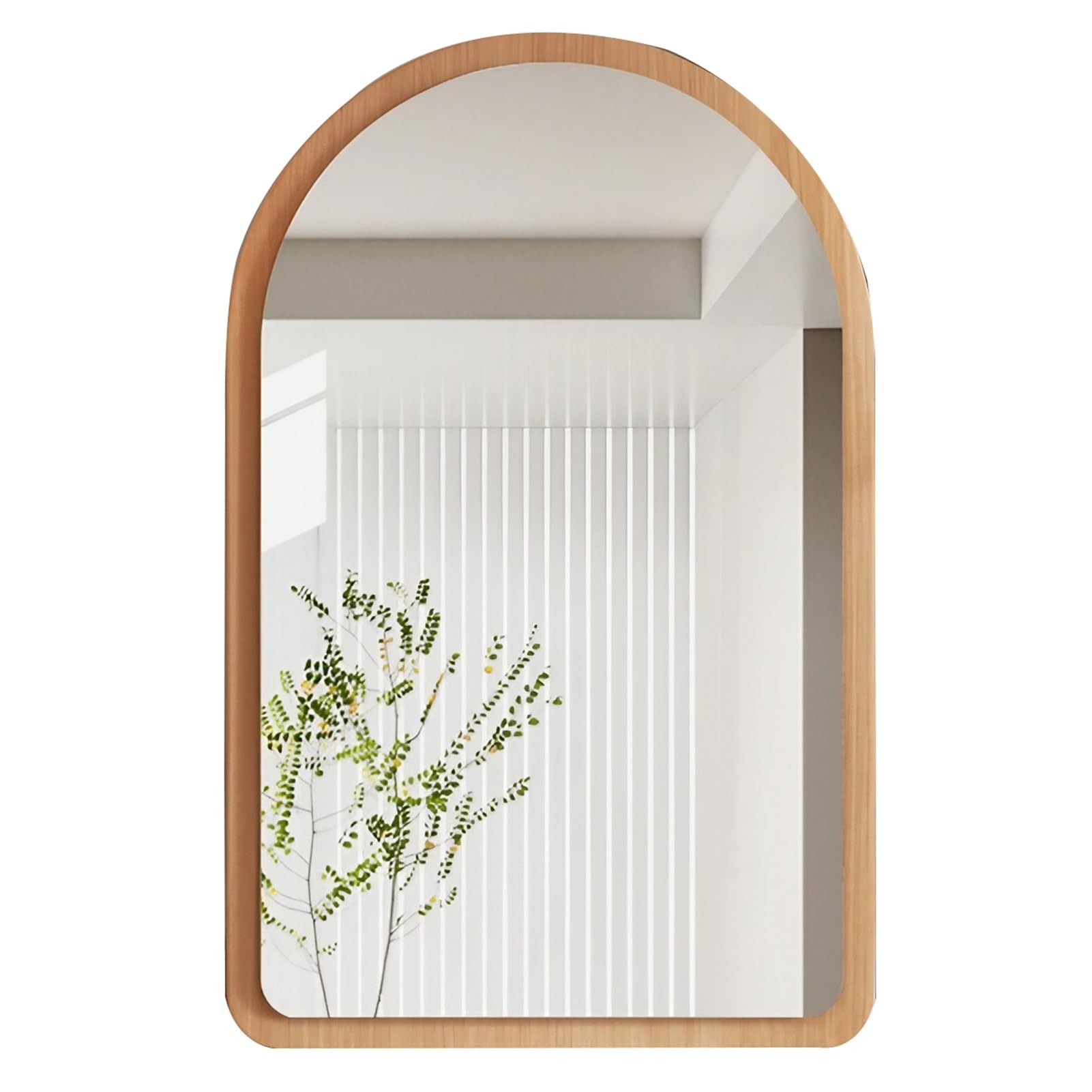 FGXHHS Arched Wall -Antique Decorative Vanity Mirror-Vintage Rustic Style Wood Framed Home Decor for Farmhouse Bedroom Living Room Entryway(Natural,46x60cm(18x24inch))