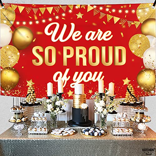Image of KatchOn, Red We are So Proud of You Banner - XtraLarge, 72x44 Inch | Graduation Banner, Graduation Decorations 2026 | Graduation Backdrop 2026 for Graduation Decorations Class of 2026 Red and Gold