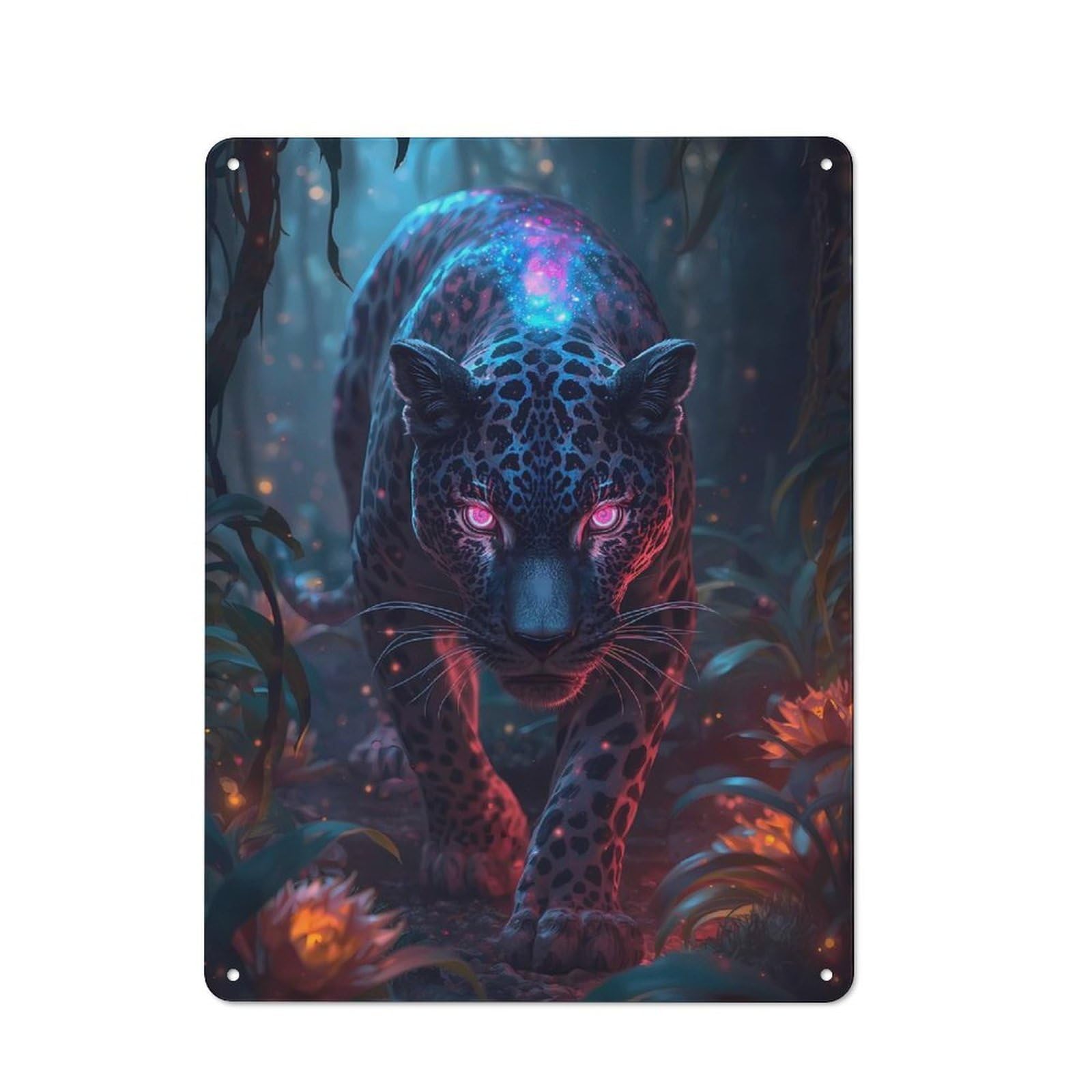 Junmoney Cosmic Jaguar In The Jungle Metal Sign 40X30cm With For Garage Wall, Vintage Decor, Winter Wall Decor For People Furnishing A Garage