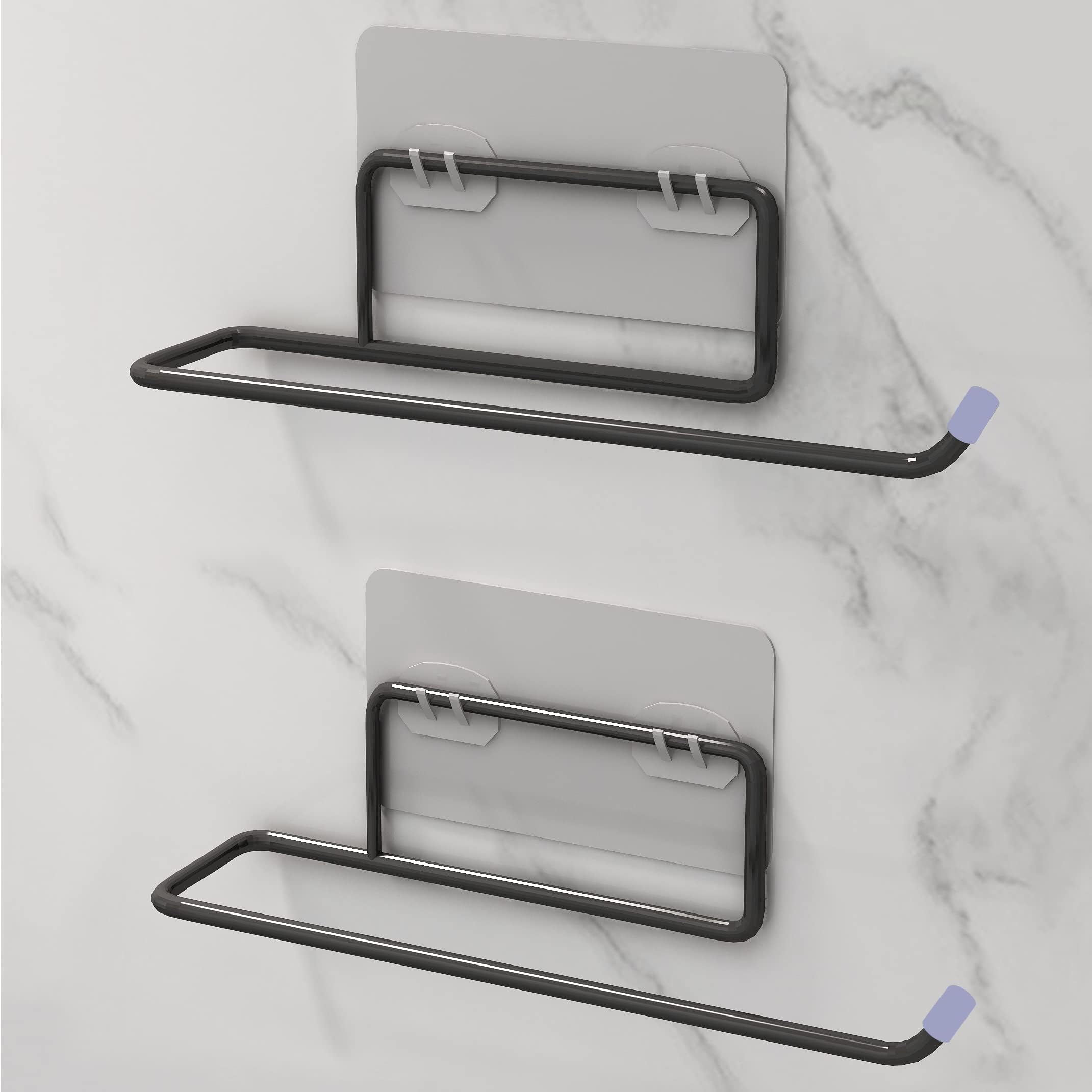 Plantex Self Adhesive GI Steel Toilet Paper Holder Self Adhesive/Toilet Paper Roll Holder/Tissue Paper Roll Holder for Bathroom (Black - Pack of 2)