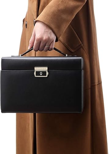 Miniatura 8 de vlando joyero organizador clásico de piel sintética con espejo y con llave Rojo L