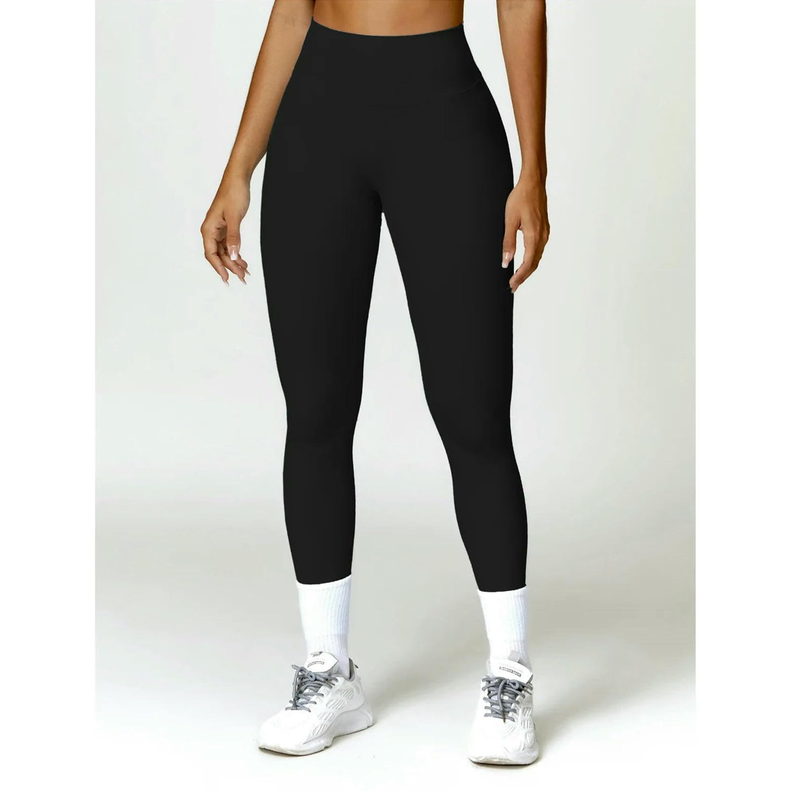 Pantalones de Yoga Mujer Ajustados Sin Costura para Deportes Femeninos Cintura Alta Hacer Ejercicio En El Gimnasio-Negro Avanzado-l