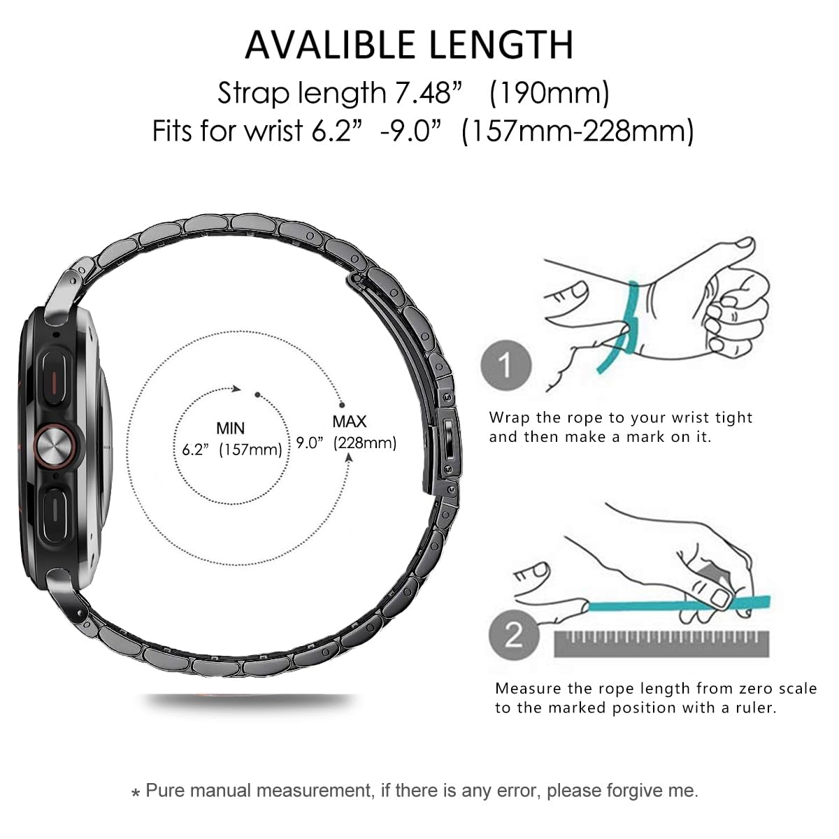 Bracelet de montre compatible avec Samsung Galaxy Watch 8 40 mm/44 mm/8 Classic 46 mm, bracelet de rechange en acier inoxydable solide sans espace pour Galaxy Watch 8/8 Classic pour homme et