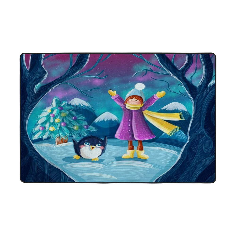 Tapis forêt dessin animé fille CHEHONG en polyester pour salon 160x120 cm