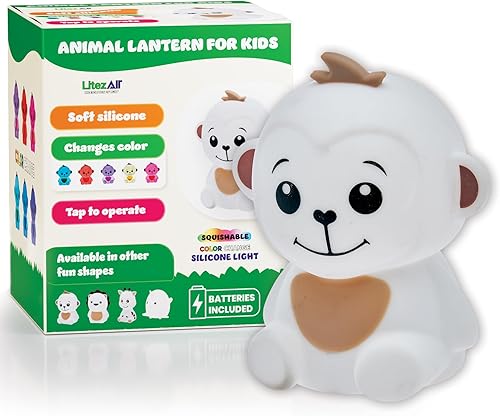 LitezAll Linterna de silicona que cambia de color esponjoso de mono