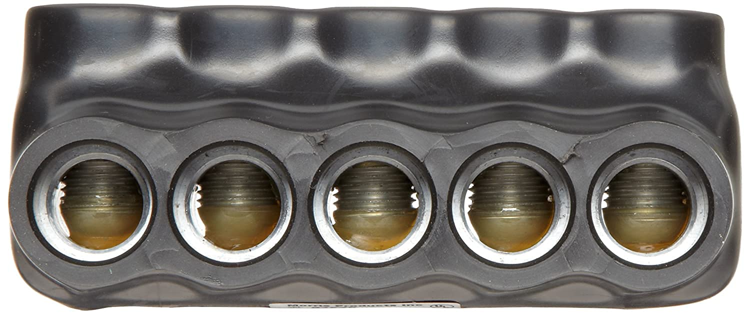 Morris Products 97645 Black Insulated Multi-Cable Connector - Dual Entry 5 Ports 250-6 Wire Range, 2-Pack